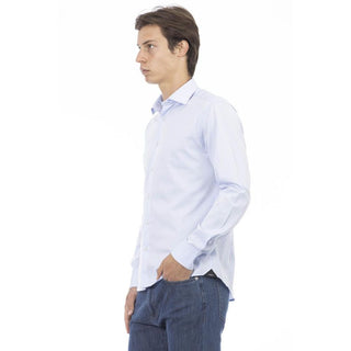 Camiseta de manga larga de algodón azul