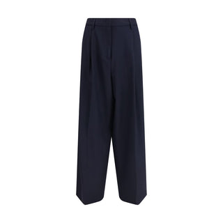 Pantalones casuales de poliéster azul