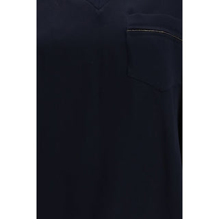 Blaues Viskose-T-Shirt