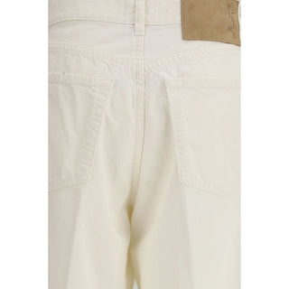 Weiße Jeans mit geradem Bein aus Baumwolle
