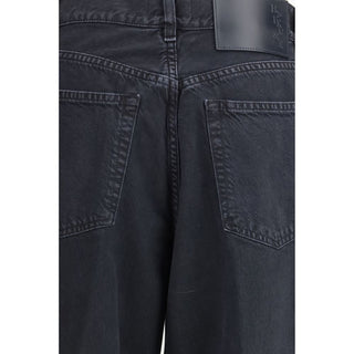 Schwarze gerade geschnittene Jeans aus Baumwolle