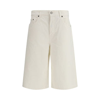 Weiße Baumwoll-Bermudashorts