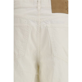 Weiße Baumwoll-Bermudashorts