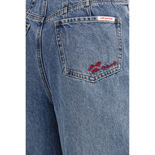 Jeans de algodón azul de corte relajado  