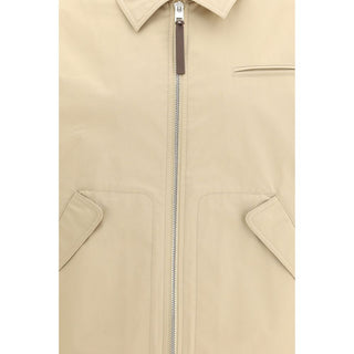 Beige Cotton Full-Length Jacket