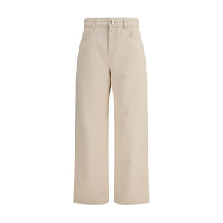 Beige Cotton Relaxed Fit Jeans