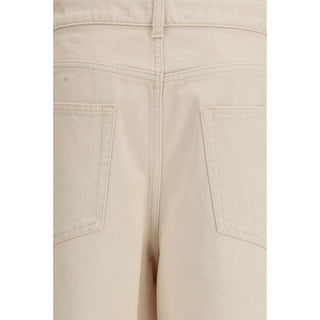 Beige Cotton Relaxed Fit Jeans