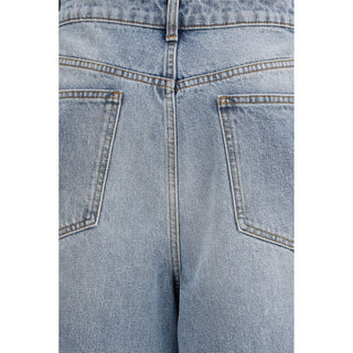 Jeans de pierna recta de algodón azul