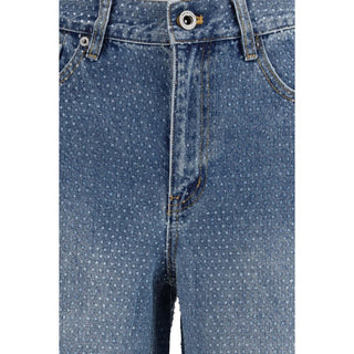 Jeans de pierna recta de algodón azul