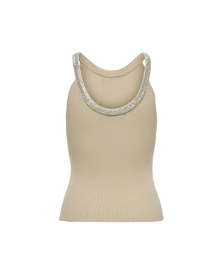 Camisetas sin mangas de nailon y elastano beige