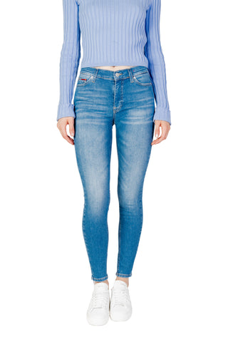 Jeans ajustados de algodón azul