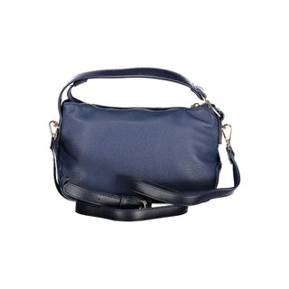 Bolso de mujer azul de poliuretano con correa ajustable y bolsillo