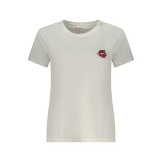 Camiseta blanca de algodón para mujer