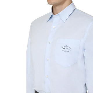 Camisa de vestir de algodón azul
