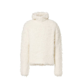 Weißes Alpaka-Leder-Sweatshirt