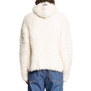 Sudadera de alpaca y cuero blanca