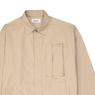 Chaqueta beige de algodón de longitud completa