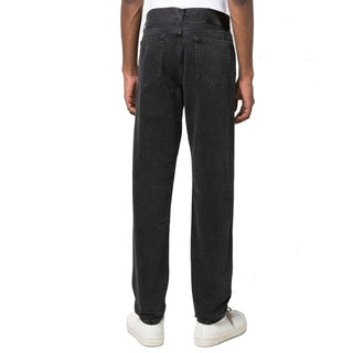 Black Cotton Straight-Leg Jeans