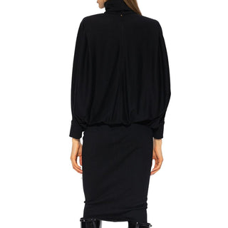 Schwarzes lässiges Wollkleid