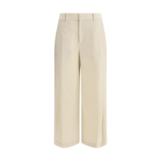 Beige Cotton Casual Pants