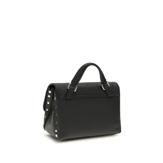 Handtasche aus schwarzem Kalbsleder (Bos Taurus)