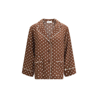 Camisa marrón de seda con estampado