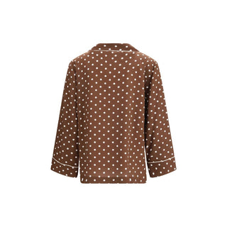 Camisa marrón de seda con estampado