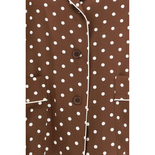 Camisa marrón de seda con estampado
