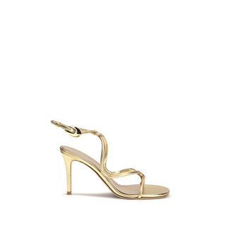Sandalias de tacón stiletto de piel de becerro dorada Bos Taurus