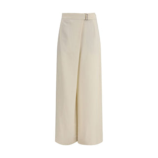 Beige Viscose Casual Pants