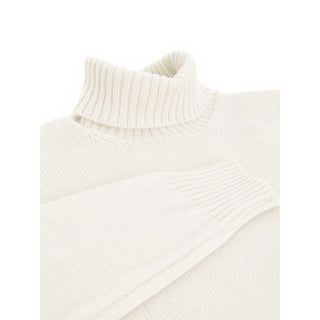 Weißer Rollkragenpullover aus Wolle