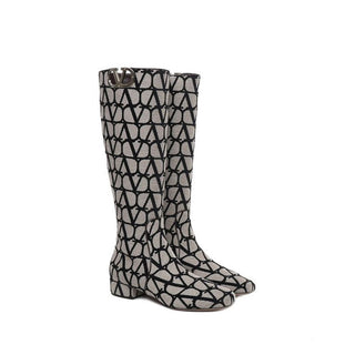 Beige Fabric Ankle Boots