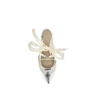 Silver Calf Leather Bos Taurus Ballet Flats