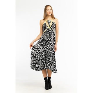 Schwarzes Viskose-Freizeitkleid