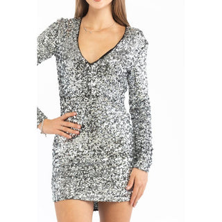 Silbernes Polyester-Cocktailkleid