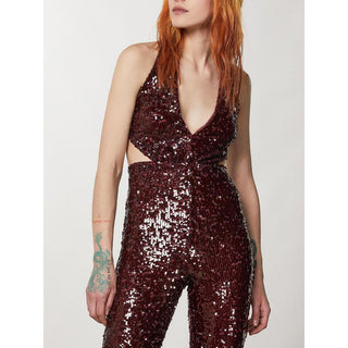 Roter Polyester-Jumpsuit
