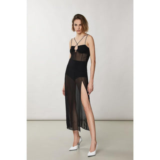 Vestido de cóctel de viscosa negro
