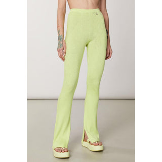 Yellow Viscose Casual Pants
