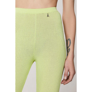 Yellow Viscose Casual Pants