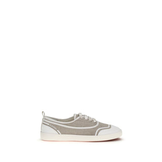 Beige Low-Top-Sneaker aus Baumwolle