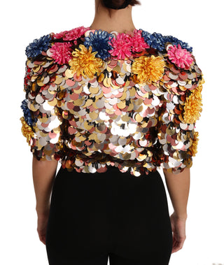 Kristallbesetzte floral verzierte Jacke/Mantel
