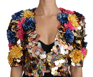 Kristallbesetzte floral verzierte Jacke/Mantel