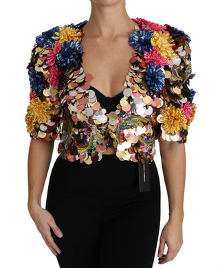 Kristallbesetzte floral verzierte Jacke/Mantel