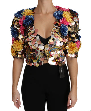 Kristallbesetzte floral verzierte Jacke/Mantel