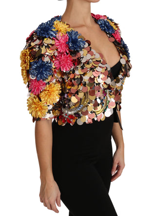 Kristallbesetzte floral verzierte Jacke/Mantel