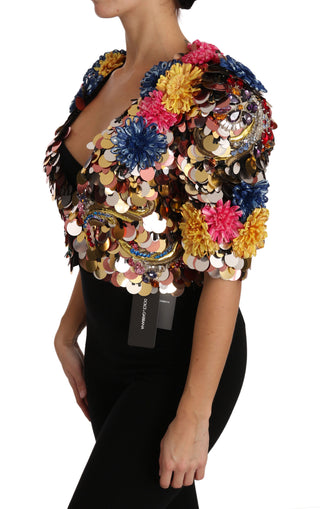 Kristallbesetzte floral verzierte Jacke/Mantel