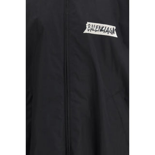 Schwarze Baumwoll-Shell-Jacke
