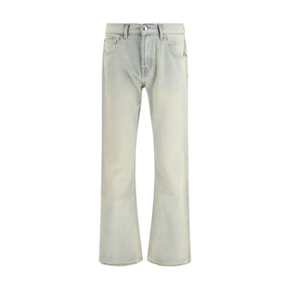 Beige Bootcut Jeans aus Baumwolle