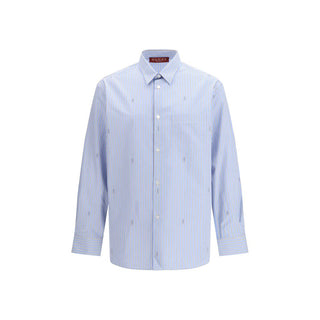 Camisa de algodón azul con estampado