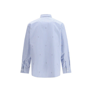 Camisa de algodón azul con estampado